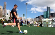Photos 2, 3:<br>
Manchester United legend Ronny Johnsen demonstrating his skills at the ceremony.