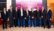 The Cluba?s Chairman T. Brian Stevenson (4th right) and Chief Executive Officer Winfried Engelbrecht-Bresges (2nd right) pictured with CUHK Council Chairman Dr Vincent Cheng (centre), Vice-Chancellor and President Professor Joseph Sung (4th left), CUHK Medical Centre Governing Board Chairman Chien Lee (3rd right), Pro-Vice-Chancellor and Vice-President Professor Fok Tai-fai (3rd right), Hong Kong Academy of Medicine President Dr Donald Li (1st right), the Cluba?s Executive Director, Charities, Douglas So (2nd left) and Executive Director, Charities and Community Cheung Leong (1st left).