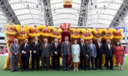 HKSAR Chief Secretary for Administration, The Hon Mrs Carrie Lam Cheng Yuet-ngor; HKJC Chairman Dr Simon Ip; CEO Mr Winfried Engelbrecht-Bresges and Stewards pose for a group photo.