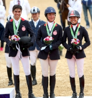 The Hong Kong eventing team wins a team bronze medal at the Incheon Asian Games today in Korea. In recognition of their success, the Club announced it would grant a performance award of HK$30,000 to each member of the team, comprising Nicole Pearson (middle), Annie Ho (right) and Thomas Ho (left).