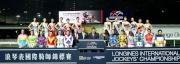 First row, seventh from left: Mr Winfried Engelbrecht-Bresges, Chief Executive Officer of the Club, Dr Simon S O Ip, Chairman of the Club and Mr Juan-Carlos Capelli, Vice President of LONGINES and Head of International Marketing, Ms Karen Au Yeung, Vice President of LONGINES Hong Kong, accompanied by the 12 participating jockeys, jointly officiate at the ceremony.