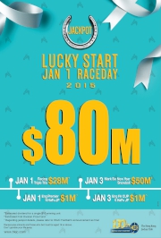 A total of $80 million will be up for grabs in racing, football and Mark Six jackpots during the first three days of 2015.