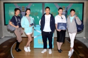 Models demonstrate the brand new ��3OMETHING LUCKY�� themed merchandise at the press conference and pose with designer Jan Lamb for a group photo. 