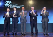 Officiating guests toast success on stage at the LONGINES Hong Kong International Races Gala Party 2014. <br>
(From left) <br>
Mr Winfried Engelbrecht-Bresges, Chief Executive Officer of HKJC<br>
Mr Juan-Carlos Capelli, Vice President and Head of International Marketing of LONGINES<br>
Dr Simon S O Ip, Chairman of HKJC<br>
Mr Walter Von Kanel, President of LONGINES International<br>
Mr Anthony W K Chow, Deputy Chairman of HKJC