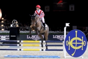 Photos 3, 4, 5: Local jockey Vincent Ho partners French rider Keven Staut, the latter currently placed sixth in the world showjumping rankings, to win the HKJC 130th Anniversary Races of the Riders. 