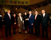 Club Chairman Dr Simon S O Ip and Mrs Ip (1st left and 3rd left), Deputy Chairman Anthony W K Chow (1st right), Steward The Hon Martin Liao (2nd right), Club Chief Executive Officer Winfried Engelbrecht-Bresges and Mrs Engelbrecht-Bresges (3rd right and centre) and Under Secretary for Home Affairs Florence Hui (2nd left). 