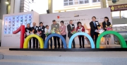 Club Deputy Chairman Anthony W K Chow (4th right), Chief Secretary for Administration Carrie Lam (5th right), Legislative Council President Tsang Yok-sing (4th left), HKFYG President Lester Huang (5th left) and Executive Director Dr Rosanna Wong (3th right) at the opening ceremony of the HKFYG Jockey Club a?Ten Thousand Galloping Horses, United With One Hearta? Installation Art and Education Project exhibition.  