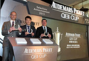 Photo 2, 3: Audemars Piguet QEII Cup Ambassador Leon Lai joins William A Nader and David von Gunten to announce the selected runners for the 2015 Audemars Piguet QEII Cup.