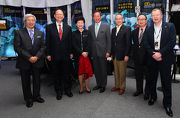 Club Chairman Dr Simon S O Ip (4th left) takes a group photo with Chief Secretary for Administration Carrie Lam (3rd left), Club Deputy Chairman Anthony W K Chow (3rd right), Club Stewards Philip N L Chen (2nd left), Dr Eric Li Ka Cheung (1st left), The Hon Martin Liao (2nd right) and Club Chief Executive Officer Winfried Engelbrecht-Bresges (1st right).
