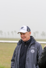 Photo 1, 2, 3, 4:<br>
Trainer John Moore oversees Able Friend��s preparation at Newmarket this morning.