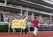 California Memory parades for the last time at Sha Tin Racecourse in front of his faithful fans. 