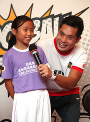 Photo 5/6: The programmea?s ambassadors Leung Kwun Chung (photo 5, right) and Chan Wing Sze (photo 6, left) as well as young footballers share their passion for the sport.