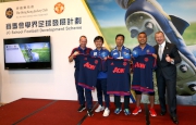 Witnessed by Club Chief Executive Officer Winfried Engelbrecht-Bresges (first right), Head Coach of MUSS in Hong Kong Christopher Oa?Brien (first left) presents accreditation as MUSS coaches to local school coaches Gabriel Wong (second left), Ericson Ng (third left) and Oliver Fung (second right), in recognition of their performance in the Jockey Club School Football Development Scheme.