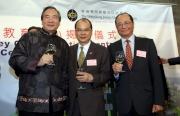 Club Steward Stephen Ip Shu Kwan (left), Secretary for Education Eddie Ng (right) and Secretary for Labour and Welfare Matthew Cheung (centre). 