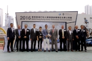 All guests pose for a group photo after the 2016 BMW Hong Kong Derby Selections Announcement.  From right: <br>
Mr. Lau Hing Fai, syndicate owner of Blizzard <br>
Mr. Wong Wah Tung, syndicate owner of Blizzard<br>
Trainer Ricky Yiu<br>
Mr. Anthony Kelly, Executive Director, Racing Business and Operations, HKJC<br>
Mr. Winfried Engelbrecht-Bresges, CEO, HKJC<br>
Derby Ambassador Donnie Yen<br>
Ms. Chris Yen<br>
Mr. Joseph Lau, Managing Director - Hong Kong, BMW Concessionaires (HK) Ltd.<br>
Mr. Johnson Chen, owner of Werther<br>
Trainer John Size<br>
Mr. Benny Sit, Manager �V Special Sales, BMW Concessionaries (HK) Ltd. <br>
