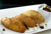 Baked Bacalhau Cakes with Cucumber & Olive Dip