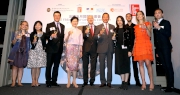 Toasting the opening of Le French May are Chairman of The Hong Kong Jockey Club Dr Simon S O Ip (5th right); Chief Secretary for Administration Carrie Lam (4th left); Consul General of France in Hong Kong and Macau Eric Berti (5th left); and Chairman of the Board of Le French May Andrew Yuen (3rd left). Chairman of The Hong Kong Jockey Club Dr Simon S O Ip says that the Cluba?s support for Le French May is part of its wider commitment to promoting the arts at every level of the community and in every part of Hong Kong.