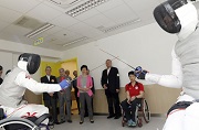 Photos 3, 4 and 5: <br>
Guests tour the Jockey Club PHAB Camp.
