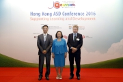 Club Steward Margaret Leung (centre), Under Secretary for Education Kevin Yeung (left) and President & Vice-Chancellor of the University of Hong Kong Professor Peter Mathieson (right) officiate at the opening ceremony of the Hong Kong ASD Conference 2016. 