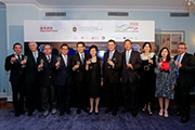Chairman of The Hong Kong Jockey Club Dr Simon S O Ip (4th right) was joined at yesterdaya?s preview cocktail party by Chief Secretary for Administration Carrie Lam (centre) , Consul-General of France in Hong Kong and Macau Eric Berti (2nd left), Secretary for Commerce and Economic Development Gregory So (5th left), Chairman of the Mega Events Fund Jeffrey Lam (4th left), Chairman of the Association Culturelle France Hong Kong Andrew Yuen (5th right), and Founder and Project Co-ordinator of Lumieres Hong Kong Julien-Loic Garin (1st left). 

