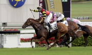Photo 1, 2, 3<br>
The Francis Lui-trained Lucky Bubbles (No. 3), ridden by Brett Prebble, storms home to take the G2 Premier Bowl (1200m Handicap) at the Sha Tin Racecourse today.
