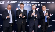 HKJC��s Chief Executive Officer Winfried Engelbrecht-Bresges (second from right), Executive Director, Racing Business and Operations Anthony Kelly (left), Executive Director, Racing Authority Andrew Harding (second from left) and Head of Handicapping, Race Planning and International Racing Nigel Gray (right), toast and celebrate the success of the LONGINES Hong Kong International Races.