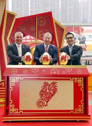 The Hong Kong Jockey Club's Chief Executive Officer, Winfried Engelbrecht-Bresges (middle), hosts a press conference today (11 January), together with Executive Director of Racing Business and Operations Anthony Kelly (left) and Executive Director of Customer and Marketing Richard Cheung, to announce the spectacular on-course activities at Sha Tin Racecourse on Monday 30 January, the third day of the Chinese New Year.