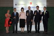 The Club's Executive Director, Charities and Community, Leong Cheung (2nd left) is joined at the opening ceremony of The Royal Concert of the Night ''The Birth of the Sun King'' by Director of Leisure and Cultural Services Michelle Li (3rd left); Consul General of France in Hong Kong and Macau Eric Berti (3rd right); and Chairman of Le French May Dr Andrew Yuen (2nd right).