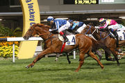 Jetwings storms home under Douglas Whyte to win a Class 2 1200m race at Happy Valley in March.