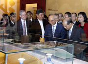 Guests tour the Hall of Mental Cultivation of The Palace Museum aᡧ Imperial Residence of Eight Emperors exhibition, the latest event in The Hong Kong Jockey Club Series.