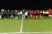 Guests pose for a photo with the young players before the friendly match. (19 August)
