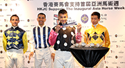 Participating jockeys take part in the draw for the HKJC Race of the Riders, which pairs top Hong Kong-based jockeys with leading international equestrian riders. 