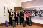 (From right): The Cluba?s Head of Charities Projects Rhoda Chan joins CACHe Chairman Stephen Chan, Assistant District Officer (Central & Western) Winston Chan and Collector James Ng to officiate the opening ceremony of the a?Kai Tak Reunion - Kai Tak Airport Historical Photo Exhibitiona?.
