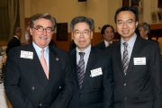 (From left) Club Chairman T Brian Stevenson, Hong Kong College of Cardiology Past President Dr Patrick Ko and President-Elect Dr Chan Kam-tim officiate at the launch ceremony of the Jockey Club a?Heart-safe Schoola? Project.