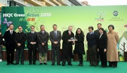 Chief Executive Officer of the Green Council Linda Ho (5th from right) presents the Silver Award in the Green Office Management category of the Hong Kong Green Awards 2010 to Club Chief Executive Officer Winfried Engelbrecht-Bresges (6th from right) and members of the Club!|s Environmental Management Committee.