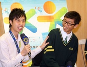 Social worker from The Salvation Army of Hong Kong & Macau Command Tuen Mun Integrated Service for Young People, Stanley Chan (left), and a student from Carmel Bunnan Tong Memorial Secondary School, Don Lam (right). Mr Chan says the P.A.T.H.S. programmes help develop young people!|s positive beliefs and values.