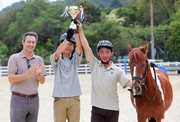 Club Executive Manager, Equestrian Affairs Eckjans Sacha (left) joins the prize presentation for the horseback fun race.
