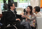 (From left) Direction Association for the Handicapped Chairman Lee Yue-tai, Hong Kong Red Cross Director Lady Ivy Wu and Hong Kong Council of Social Service Chief Executive Christine Fang. 