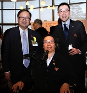 Club Steward Dr Donald K T Li (left); Executive Director, Charities, Douglas So (right) and Direction Association for the Handicapped Chairman Lee Yue-tai (centre).