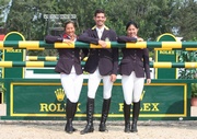 Samantha Lam (left) and Patrick Lam (middle), pictured with another Hong Kong rider Raena Leung (right), will strive to win the second and third legs of the competition in late September and mid-October.