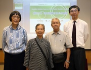From left: CADENZA Project Director Professor Jean Woo; participants Law Tim Yau and Fung Hoi Cheung; and Jockey Club Centre for Positive Ageing Director Professor Timothy Kwok at the press conference.