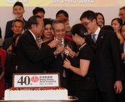 Guests toast at a press conference for the 2012 Hong Kong Arts Festival. 