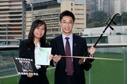 John Szeto Kin (right) from The Hong Kong Academy for Performing Arts says the Scholarship has helped pave his musical path, while Sharon Lai (left) from the University of Hong Kong says the Jockey Club Scholarship has helped alleviate the financial pressure on her family and also helped cover her sistera?s tuition fee.