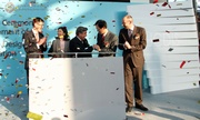 Jockey Club Chairman T Brian Stevenson (centre), Executive Director, Charities, Douglas So (1st left), the PolyU Councila?s Chairman Marjorie Yang (2nd left), President Professor Timothy Tong (2nd right) and Dean-designate of School of Design Professor Cees de Bont (1st right) announce details of the Innovation Tower and JCDISI. 