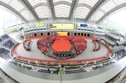 Photo 1, Photo 2:<br>
Some 1,500 students of Tung Wah Group of Hospitals secondary schools and CARE@hkjc Volunteer Team members jointly create the worlda?s biggest goody bag. Their heart-shaped formation symbolises the spreading of love and warmth to every corner of the city.