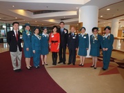 The Cluba?s Executive Director, Charities, Douglas So (5th right), Yau Tsim Mong District Officer Vicki Kwok (5th left), The Hong Kong Girl Guides Association Chief Commissioner Josephine Pang (4th left), Deputy Chief Commissioner Silkie Lee (3rd right). 