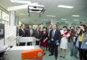 Photo 4, Photo 5:<br>
Club Chairman Mr Stevenson, Stewards Anthony Chow, Dr Donald Li and guests tour around the Rehabilitation Centre to learn more about its advanced equipment, including a smart rehabilitation robot and spa rehabilitation apparatus there.