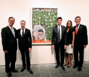 The Cluba?s Executive Director, Charities, Douglas So (1st right), Secretary for Home Affairs Tsang Tak-sing (1st left), Consul General of France in Hong Kong and Macau Arnaud Barthelemy (2nd left) and spouse (2nd right), as well as Chairman of the Board of the Directors of Le French May Dr Andrew Yuen (3rd right).