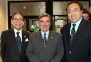 Club Chairman T Brian Stevenson (centre), HKU Council Chairman Dr Leong Che-hung (left) and Vice-Chancellor Professor Lap-Chee Tsui (right) at the Launch Ceremony of the ExCEL3 Project.