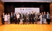 Club Chairman T Brian Stevenson (9th right) joins HKU Council Chairman Dr Leong Che-hung (9th left), the Cluba?s Executive Director, Charities, Douglas So (7th right), HKU Vice-Chancellor Professor Lap-Chee Tsui (8th right), Dean of Faculty of Social Sciences Professor John Burns (6th right), ExCEL3 Project Director Professor Cecilia Chan (4th right), and other HKU and NGO partners at the launch of ExCEL3 Project. 